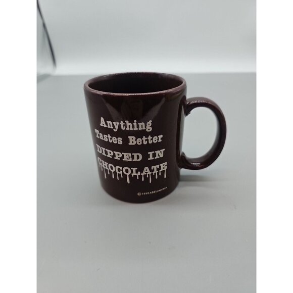 Anything Tastes Better Dipped In Chocolate Coffee Mug Vintage 1990 Brown - Picture 2 of 4